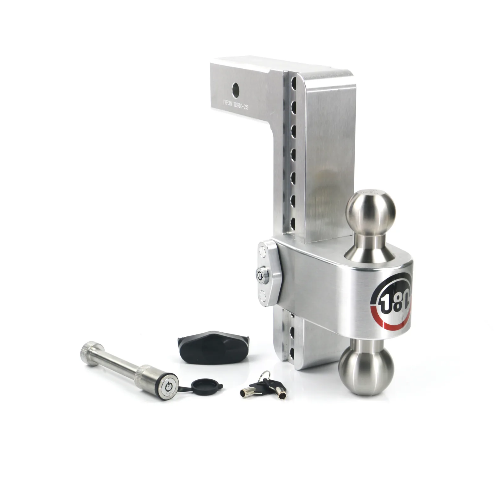 Adjustable Trailer Hitch w/ SS Tow Balls 10" Drop for 2.5" Receiver - w/ WS05