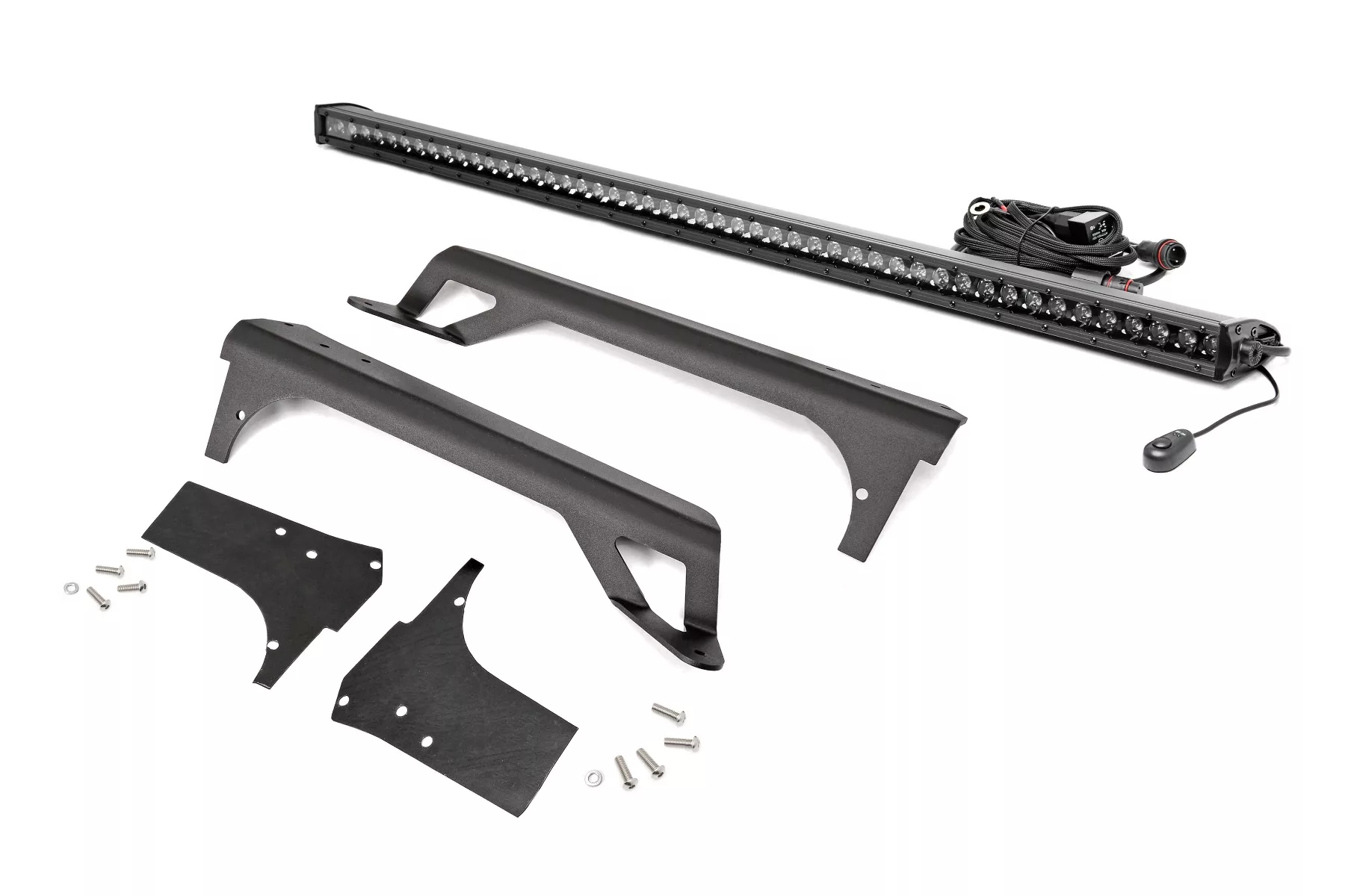 Rough Country LED Light; Windshield Mnt; 50" Black Single Row; White DRL; Jeep Wrangler TJ (97-06)