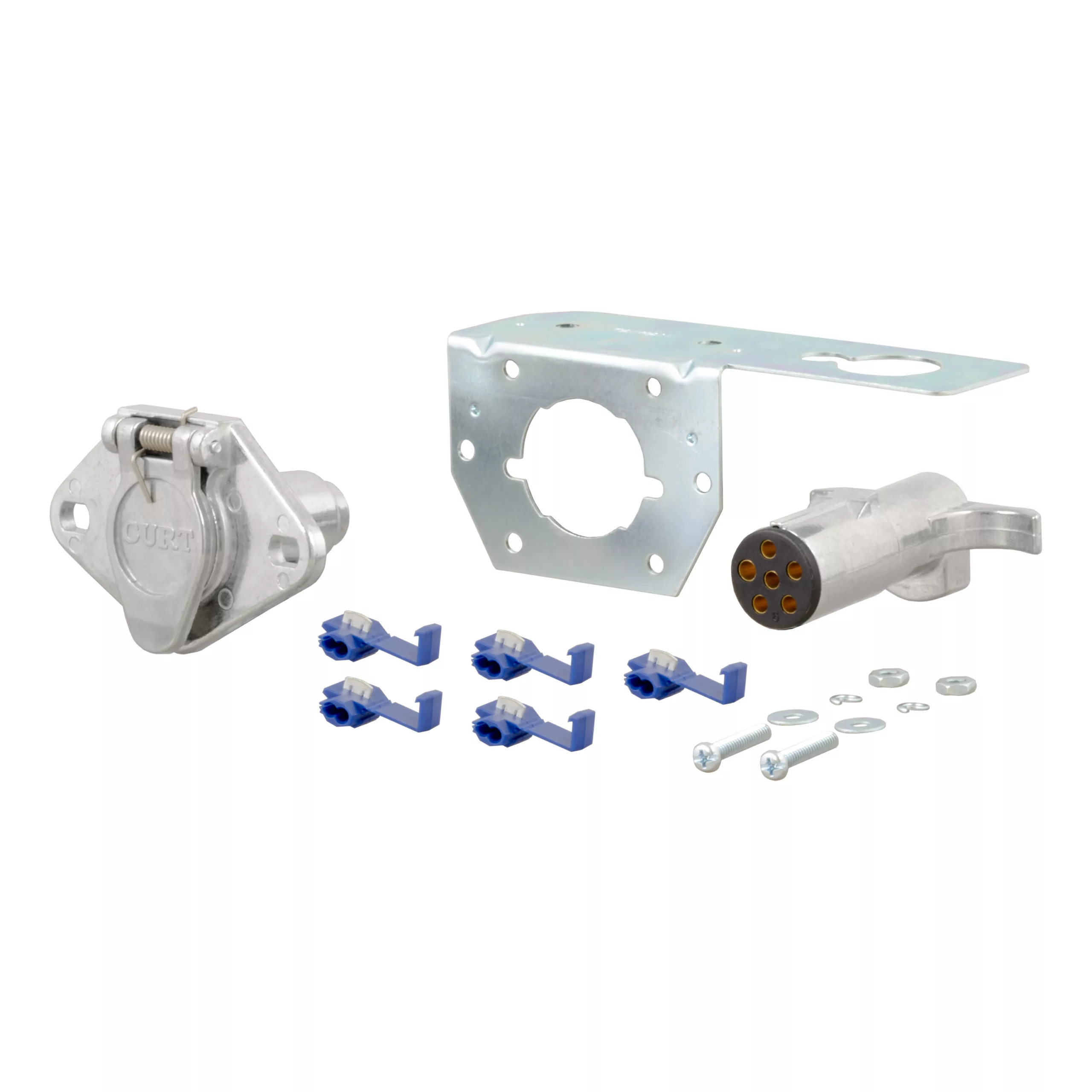 CURT 6-Way Round Connector Plug & Socket with Hardware (Packaged)