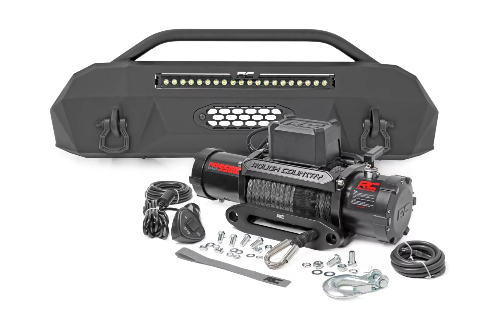 Rough Country Front Bumper; Hybrid; 20" Blk DRL LED; Toyota Tacoma 4WD (2016-2023)