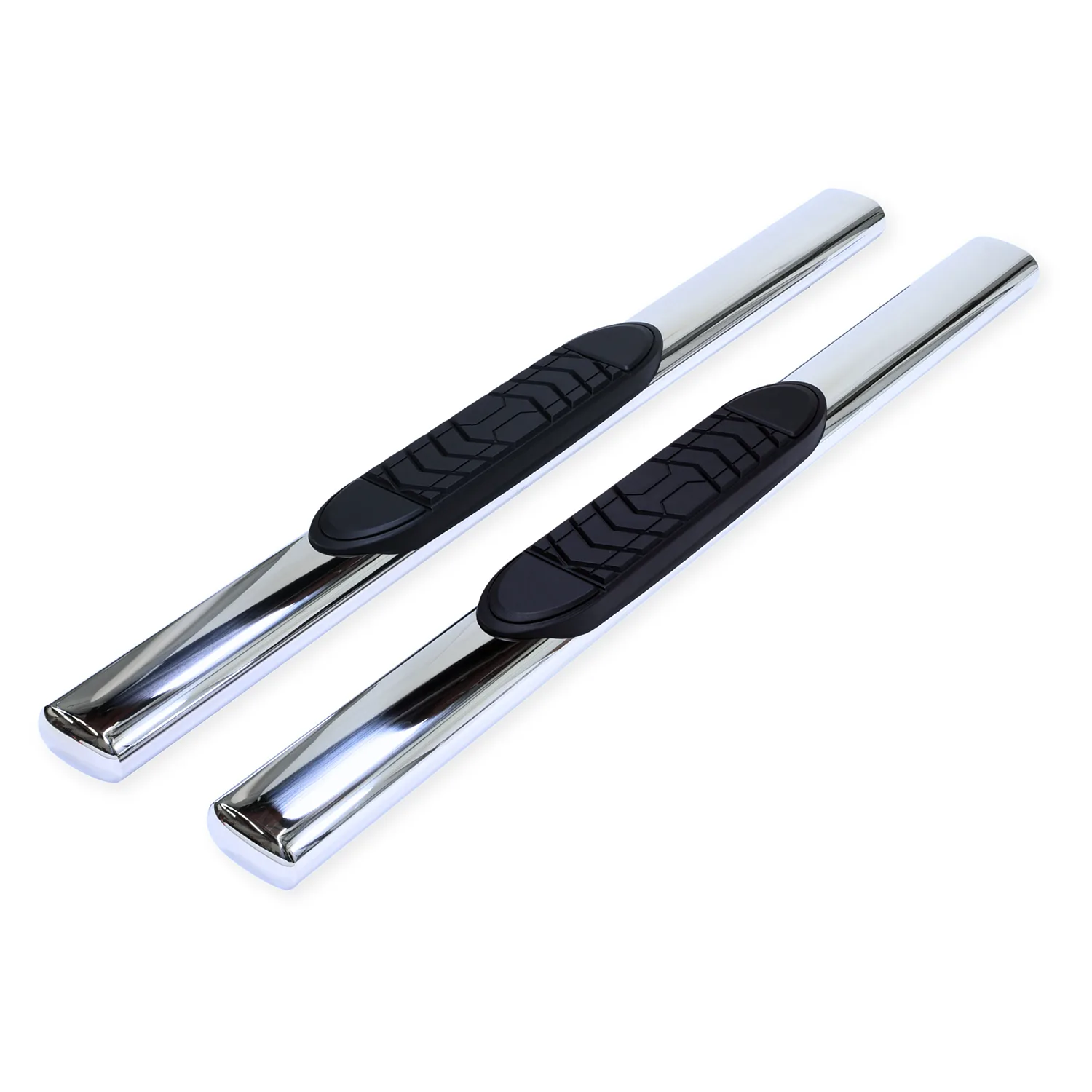 Trail FX TFX 5" Oval Straight Side Bars 5 Inch Oval Straight Pol Stainless Steel Rocker Panel Mount