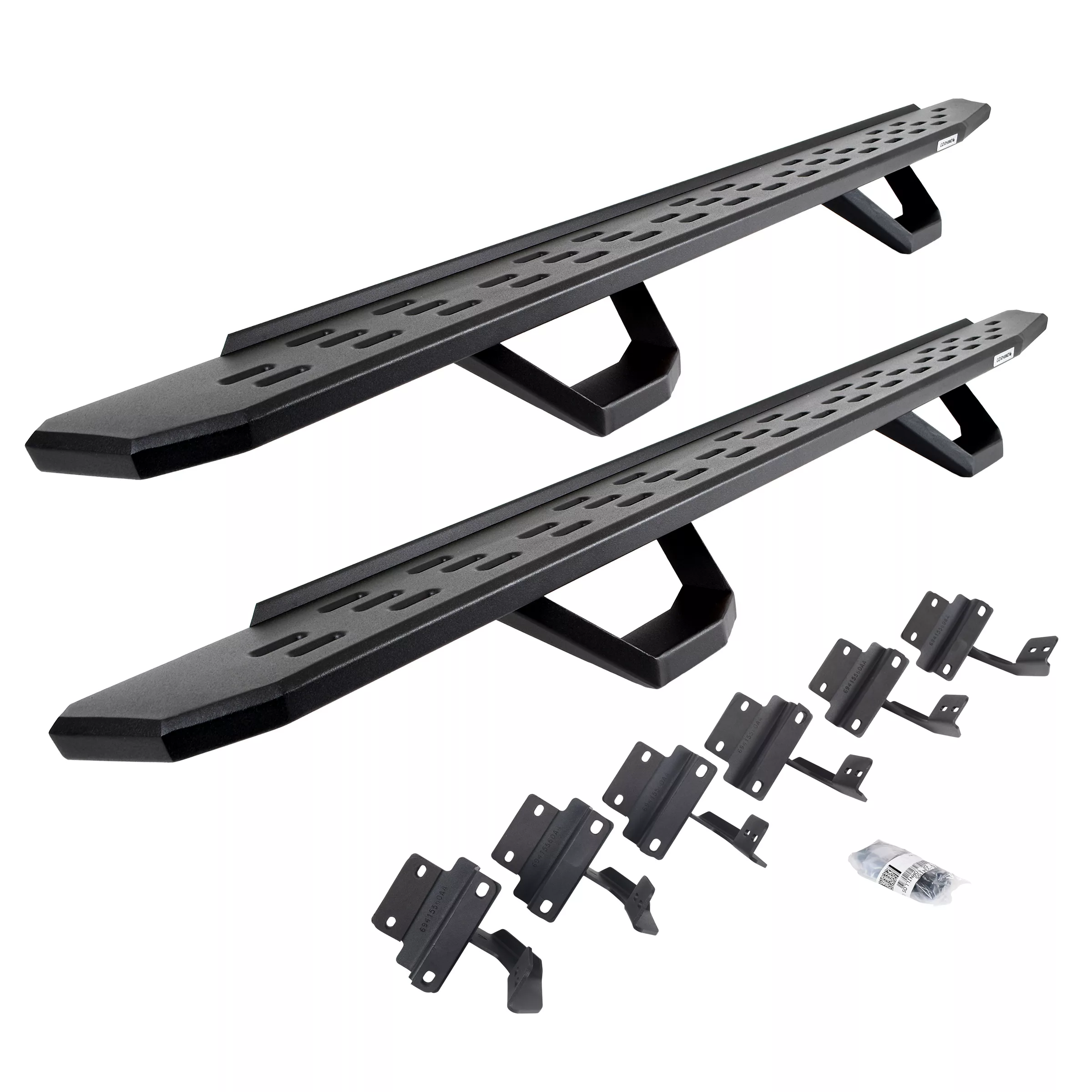 RB30 Running Boards with Mounting Brackets & 2 Pairs of Drops Steps Kit Textured Black 2015-2019 Silverado/Sierra 2500 HD Go Rhino