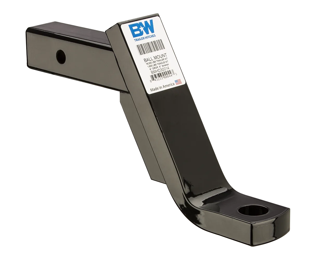 B&W Heavy Duty Ball Mount, 6" drop, 2x6" Shank