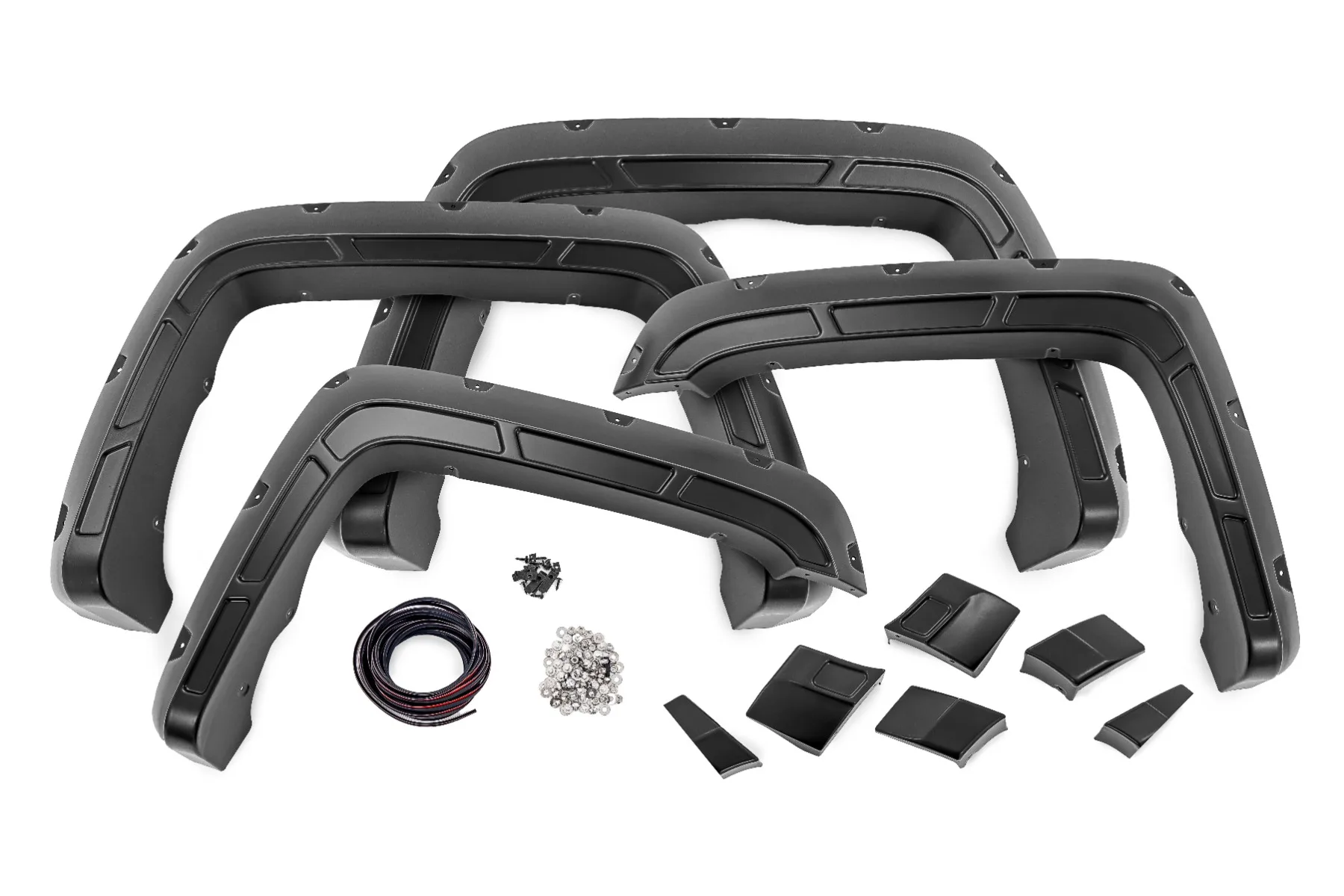 Rough Country Pocket Fender Flares; Silver; GMC Sierra 1500 (14-18)/Sierra 2500 HD (15-19)