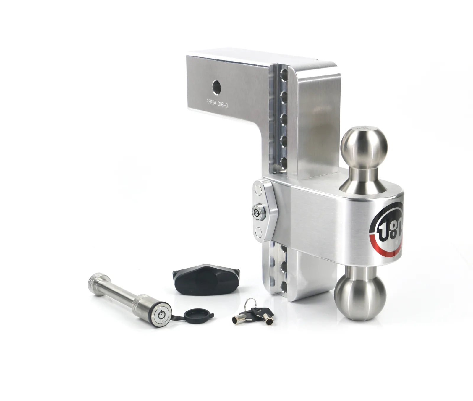 Adjustable Trailer Hitch w/ SS Tow Balls 8" Drop for 3" Receiver w/ WS05