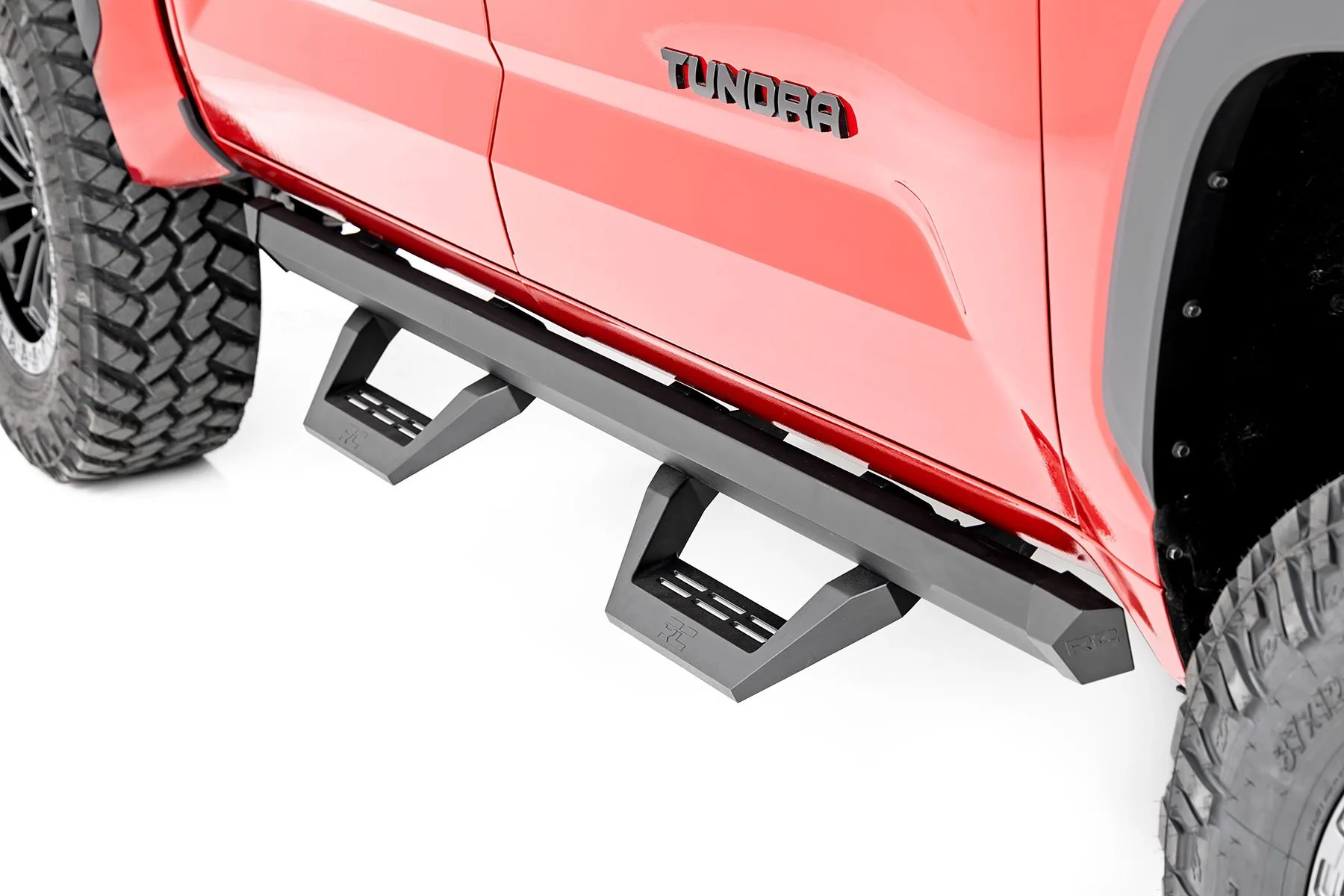 Rough Country SRX2 Adj Aluminum Steps; CrewMax; Toyota Tundra 2WD/4WD (22-23)