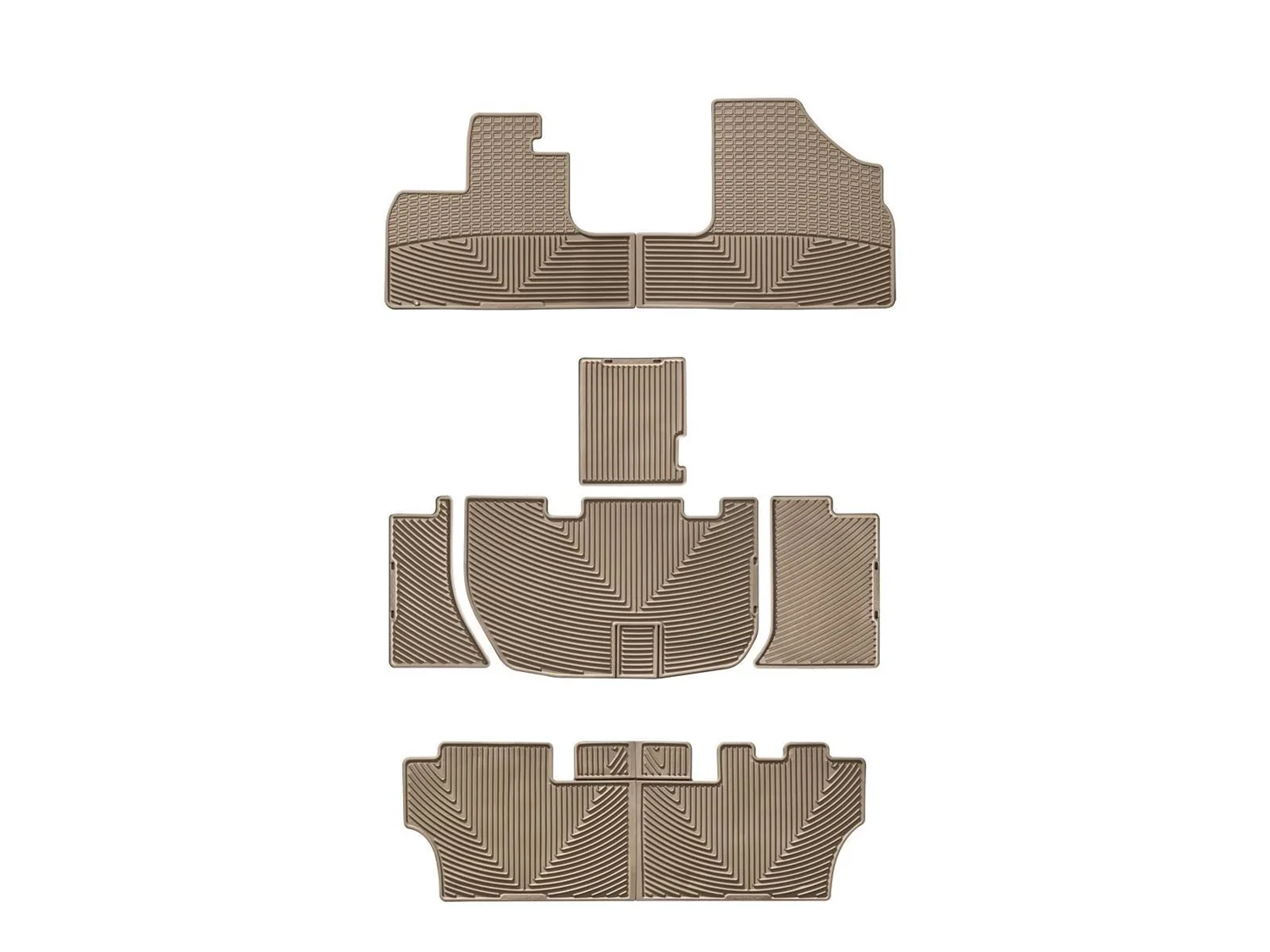 WeatherTech All Weather Floor Mats; Tan; Front Rear and Third Row;