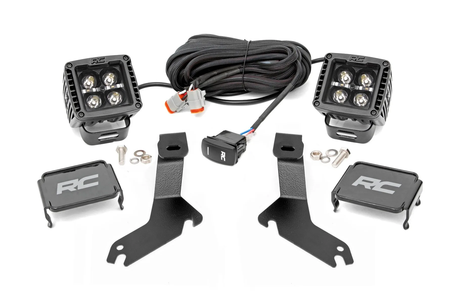 LED Light Kit - Ditch Mount - 2" Black Pair - Amber DRL - Chevy Silverado 1500 (99-06)