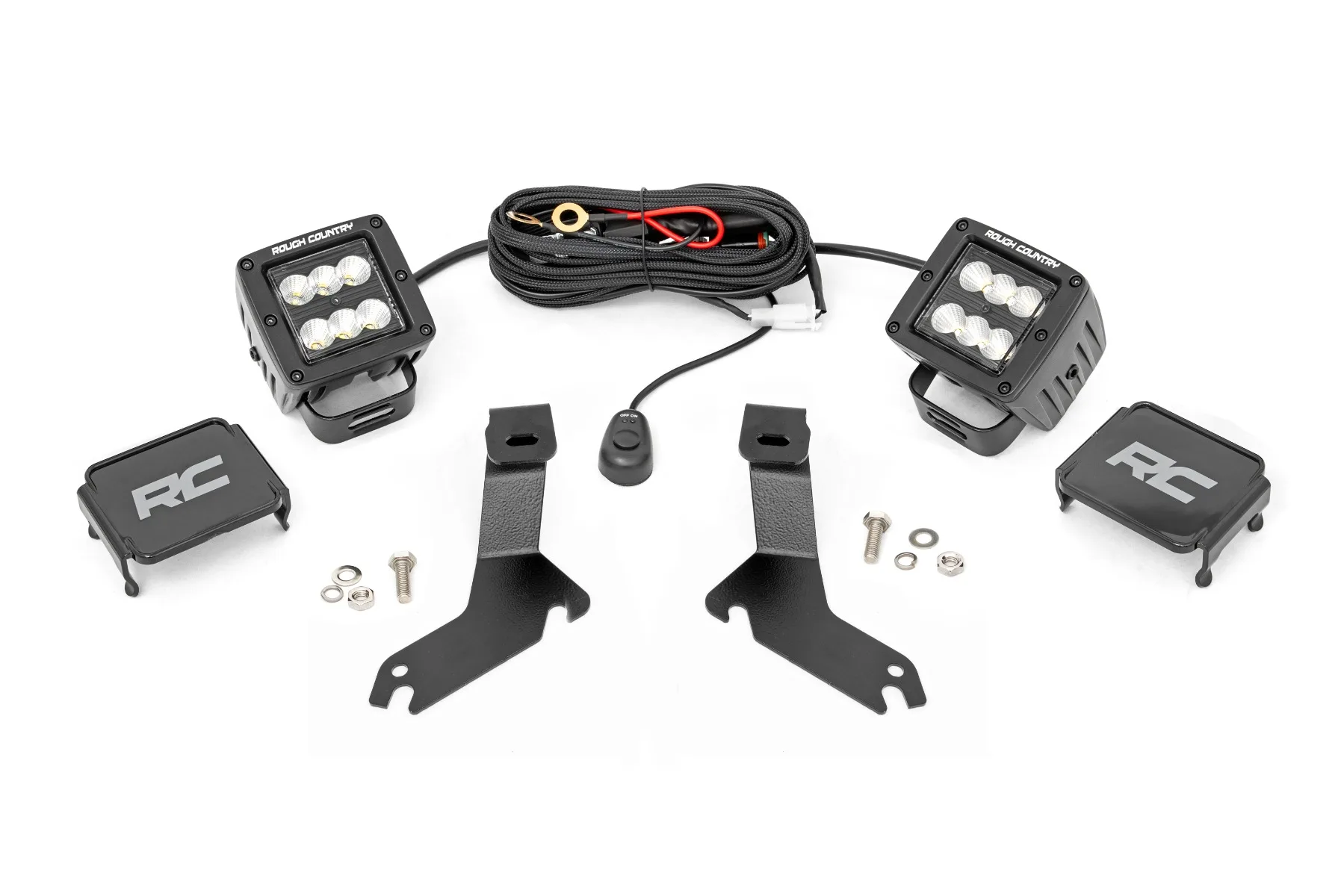 LED Light Kit - Ditch Mount - 2" Black Pair - Flood - Chevy Silverado 1500 (99-06)/Tahoe (00-06)