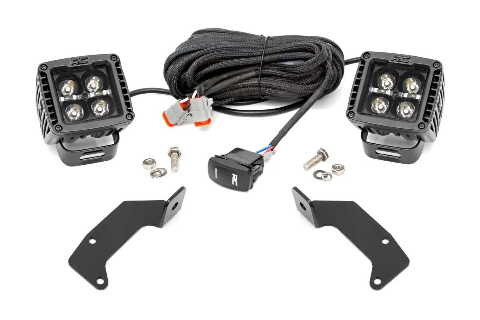LED Light Kit - Cage Mount - 2" Black Pair - White DRL - CFMOTO UFORCE 1000