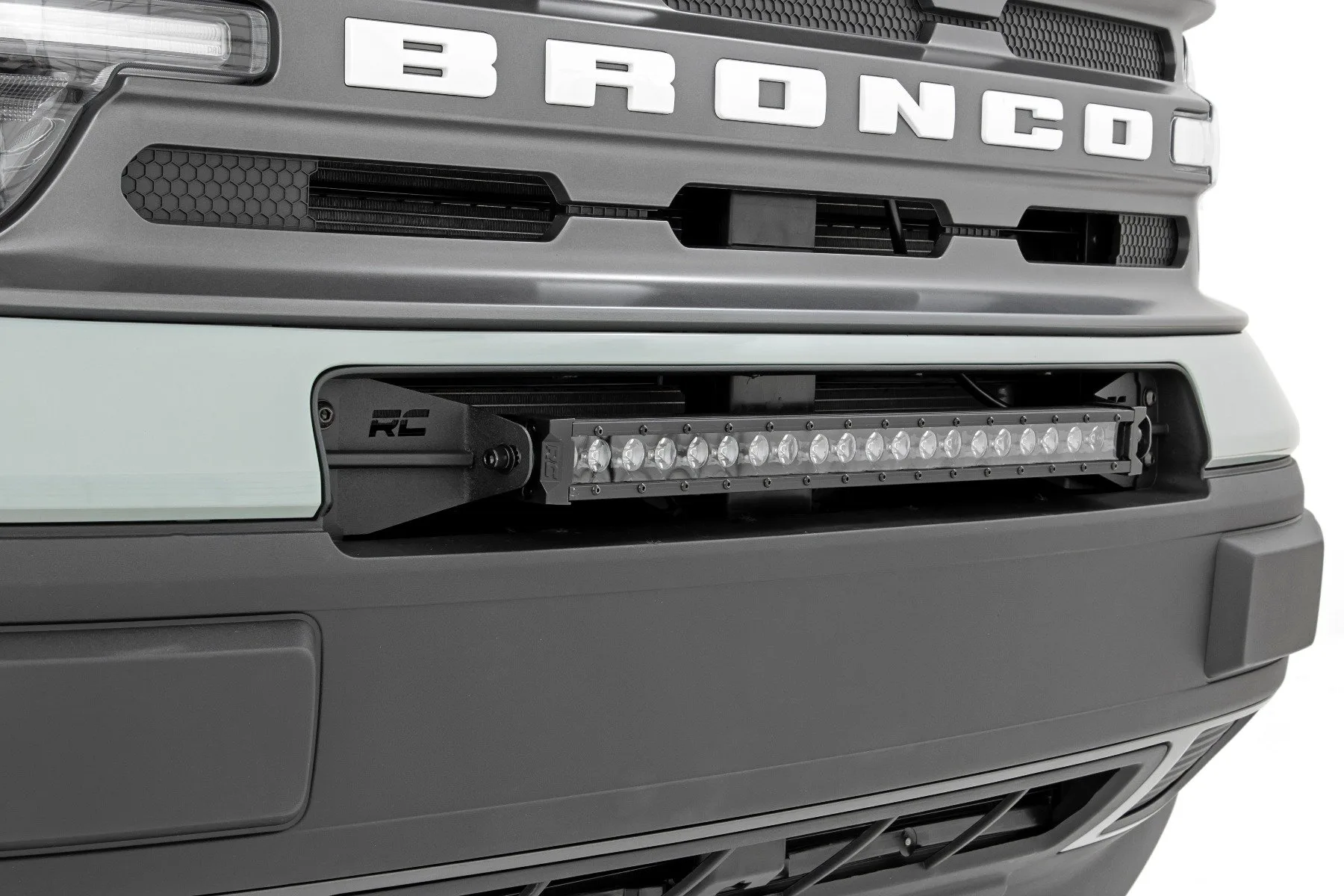 Rough Country LED Light Kit; Bumper Mount; 20" Black Single Row; White DRL; Ford Bronco Sport (21-23)