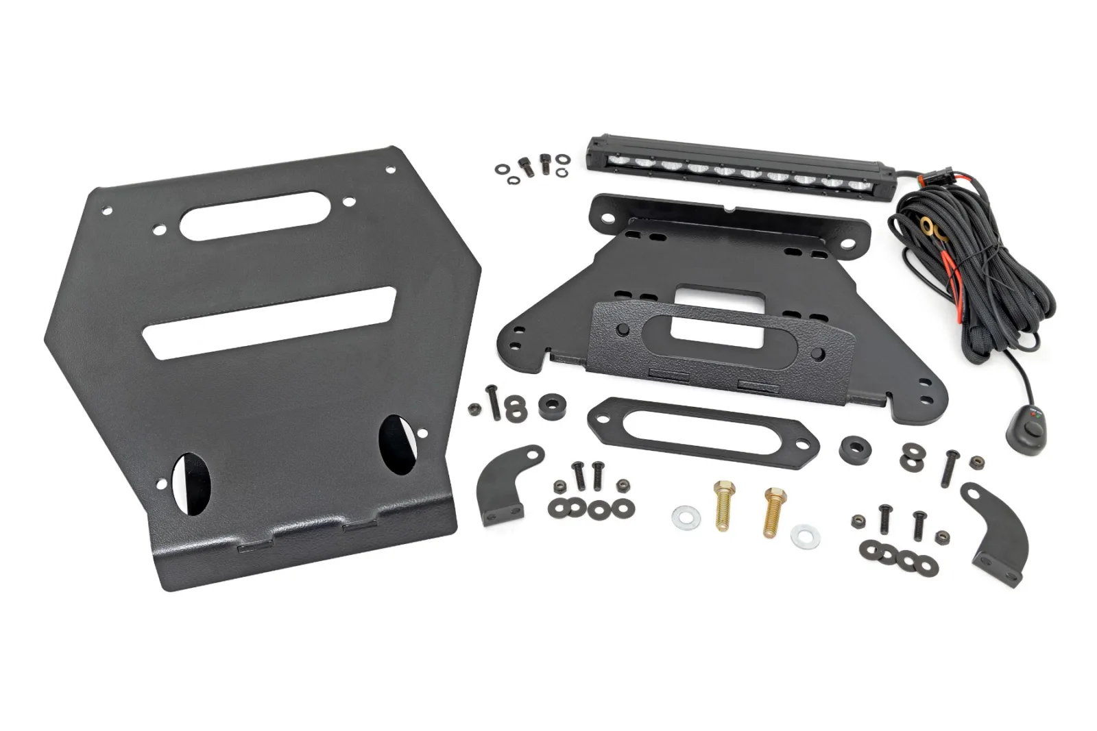 LED Light - Winch Mount - Front - 10" Black Slimline - Polaris RZR Pro R