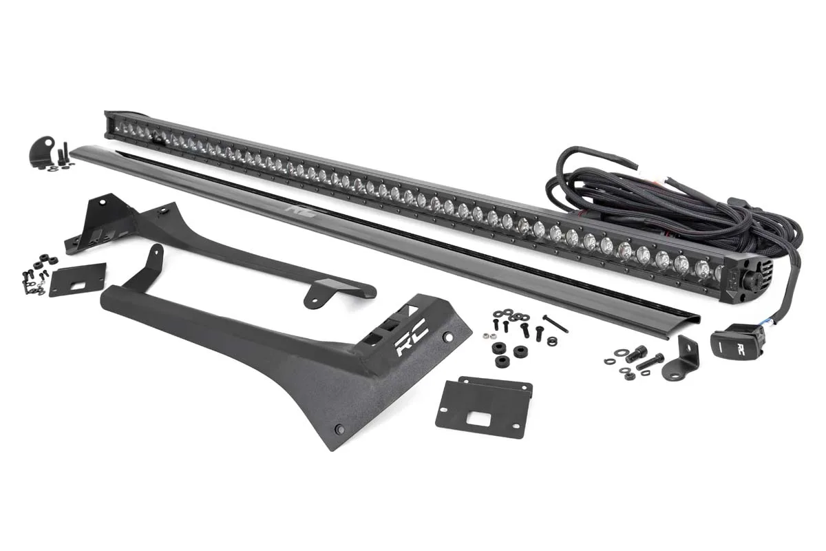 LED Light Kit - Windshield - 50" BLK Single Row - WHT DRL - Jeep Gladiator JT/Wrangler JL (18-25)