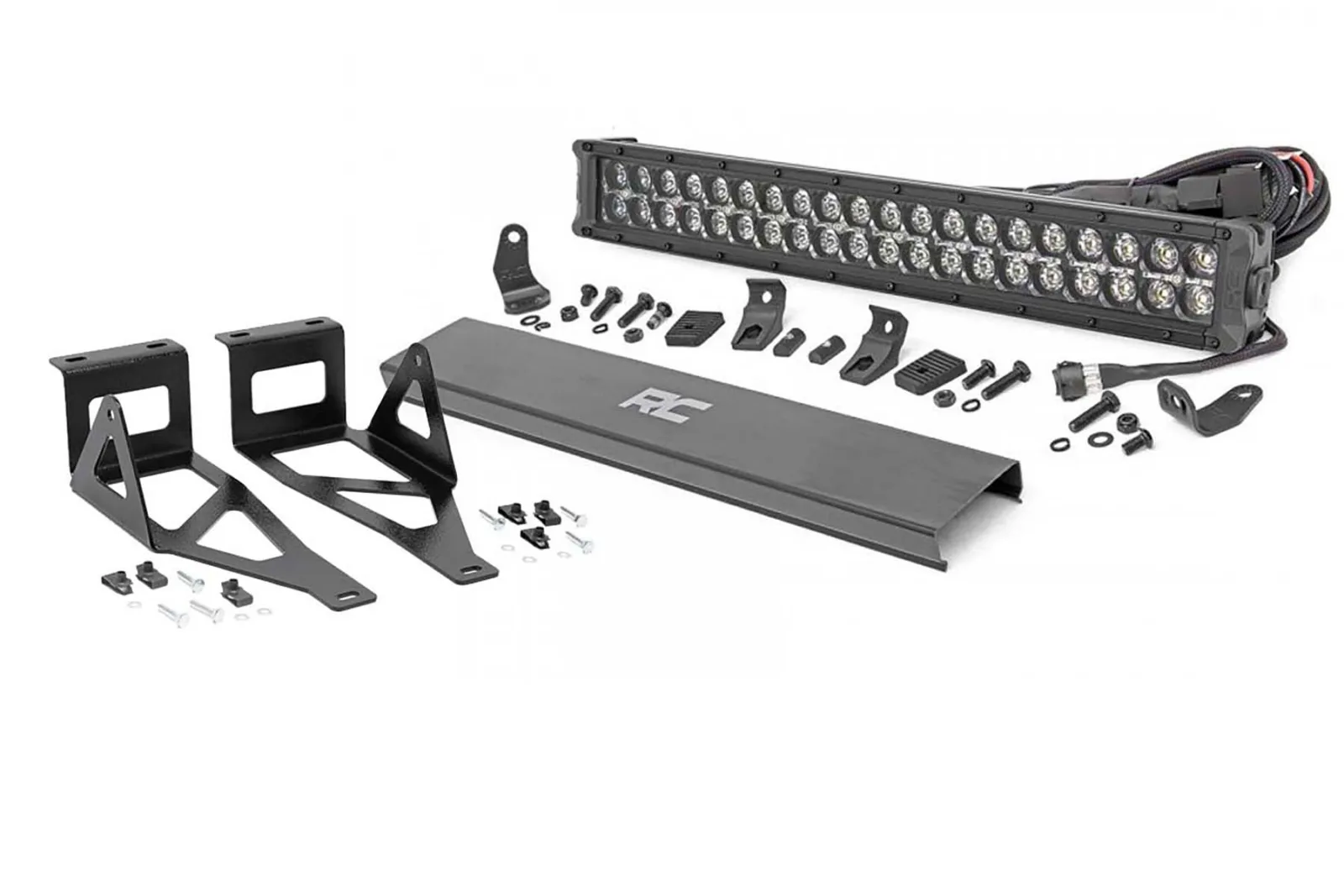 LED Light Kit - Bumper Mount - 20" Black Dual Row - White DRL - Ford F-250/F-350 Super Duty (05-07)
