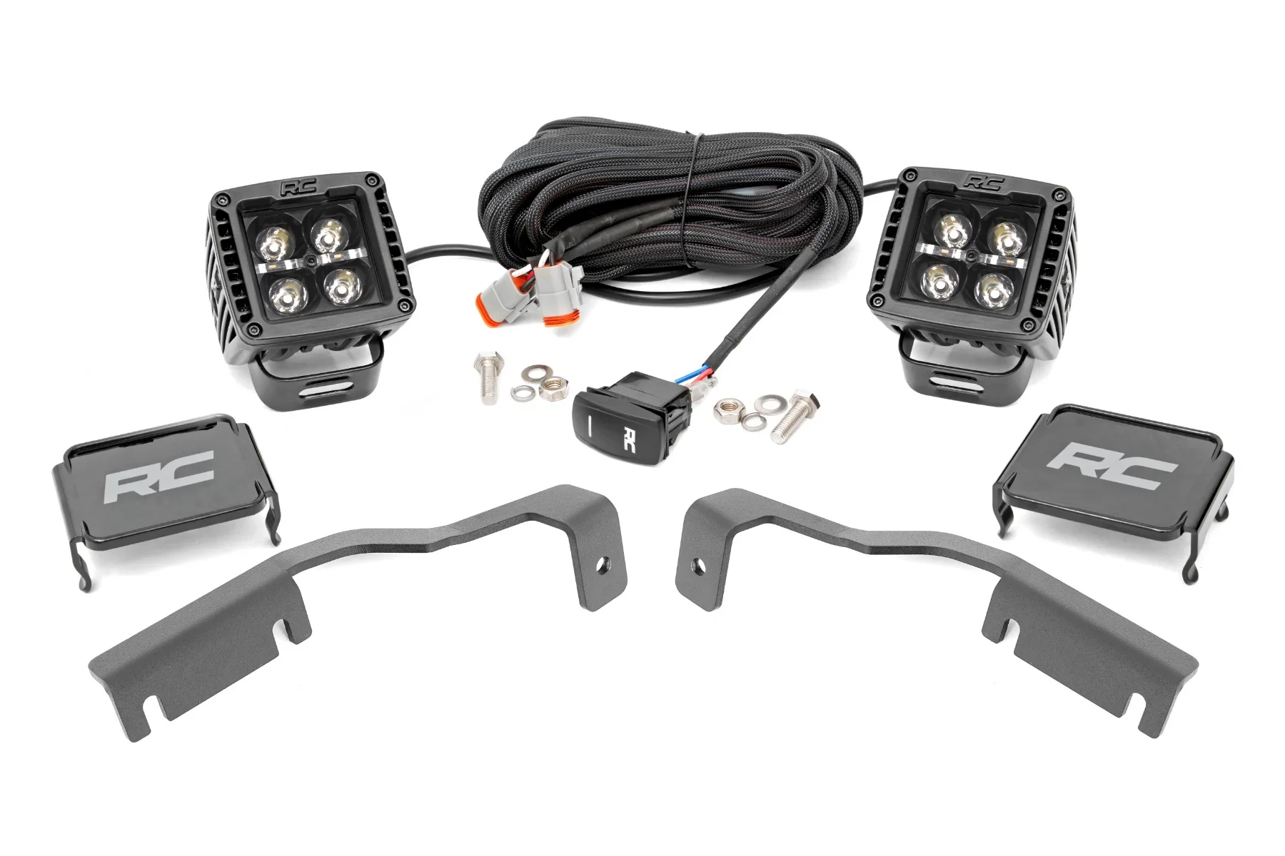 LED Light Kit - Ditch Mount - 2" Black Pair - Amber DRL - Nissan Frontier (22-25)