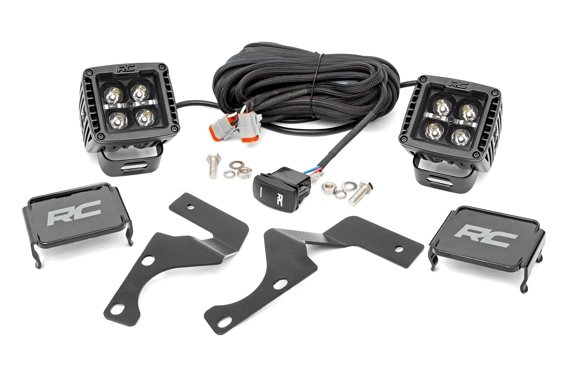 LED Light Kit - Ditch Mount - 2" Black Pair - White DRL - Toyota 4Runner (10-24)