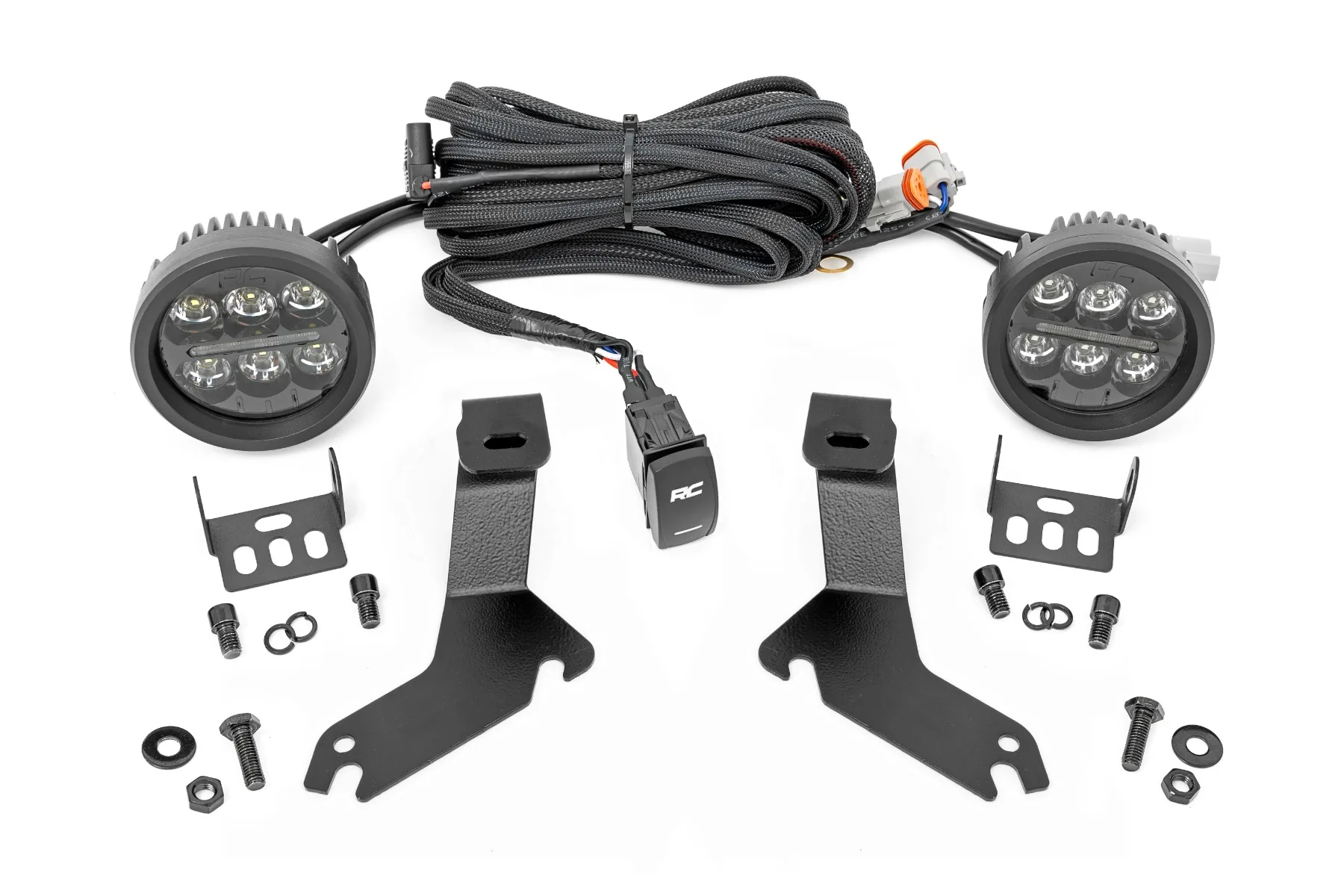 LED Light Kit - Ditch Mount - Black Series Round - 3.5 Inch - Amber DRL - Chevy 1500 (99-06)