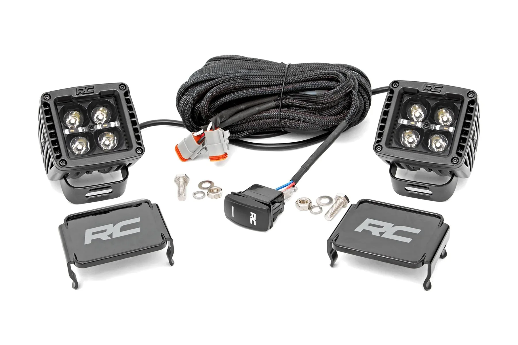 2 Inch Black Series LED Light Pods - Spot - Square -  Amber DRL