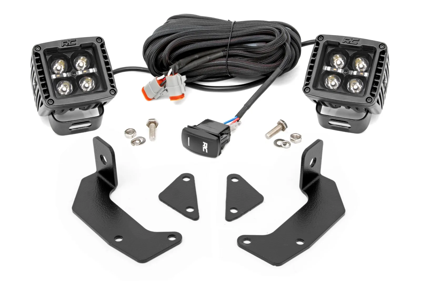 LED Light Kit - Cage Mount - 2" Black Pair - Amber DRL - CFMOTO UFORCE 1000