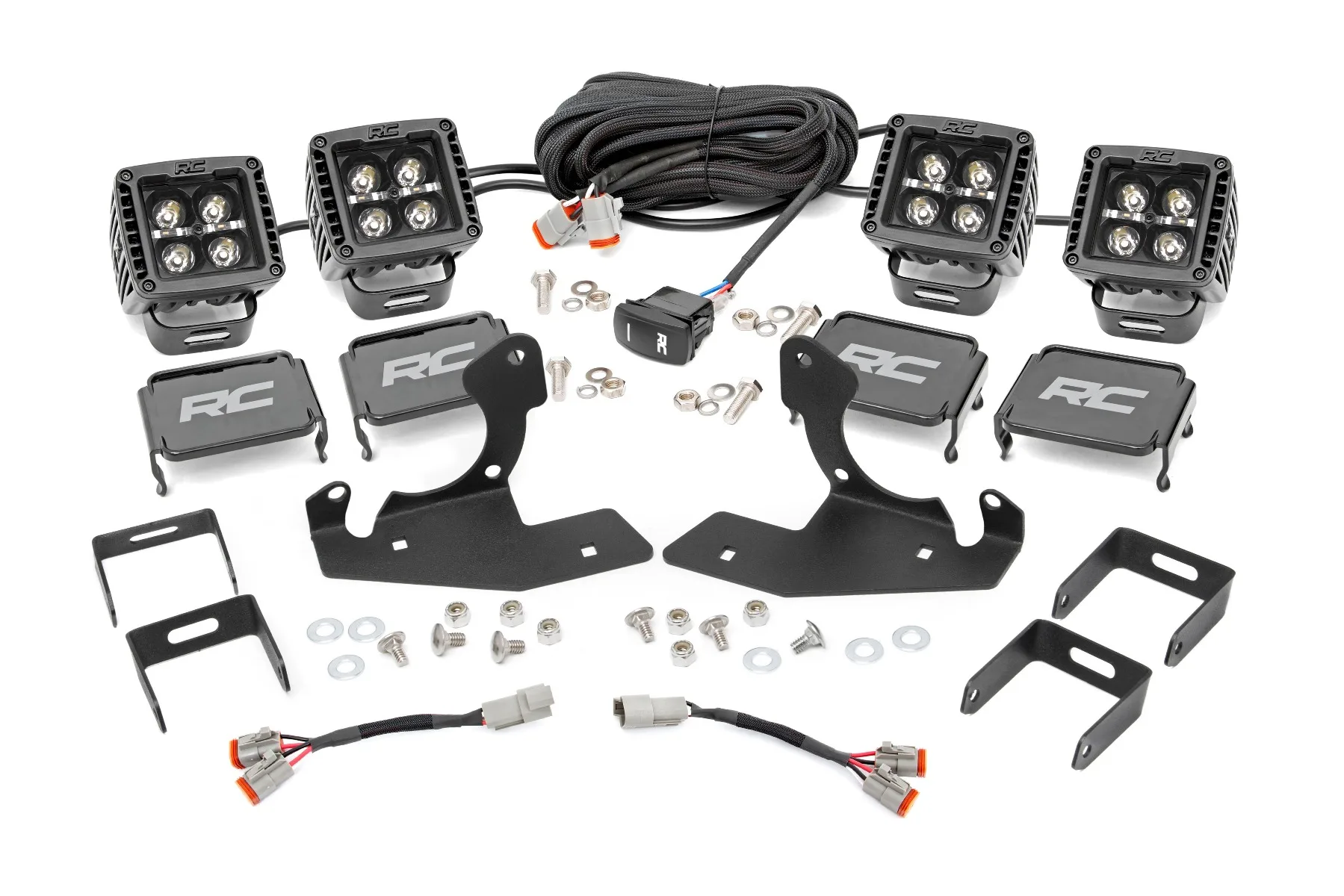Rough Country Chevrolet LED Fog Light Kit; Black Series w/ Amber DRL (07-13 Silverado 1500)