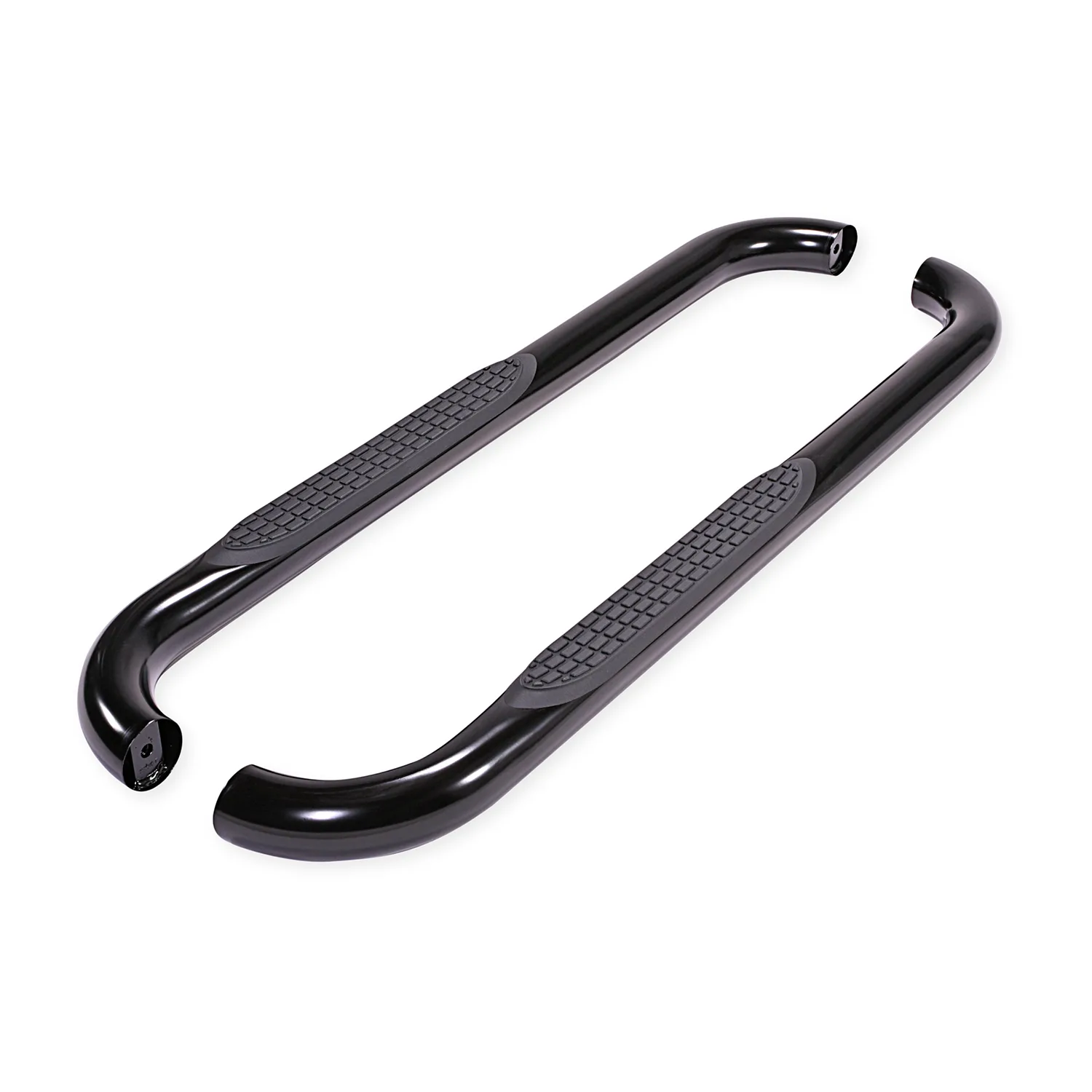 Trail FX TFX Round Tube Side Steps 3 Inch Round Bent Powder Coated Black Steel Without End Caps Rocker Panel Mount