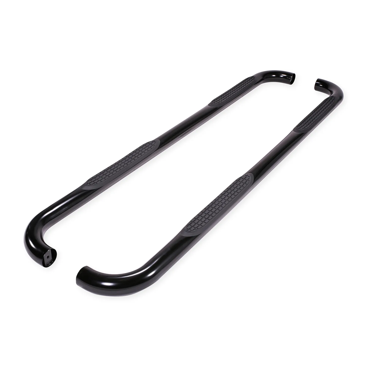 Trail FX TFX Round Tube Side Steps With Step Pads 3 In Round Bent 90 Degree Powder Coated Black Steel Without End C