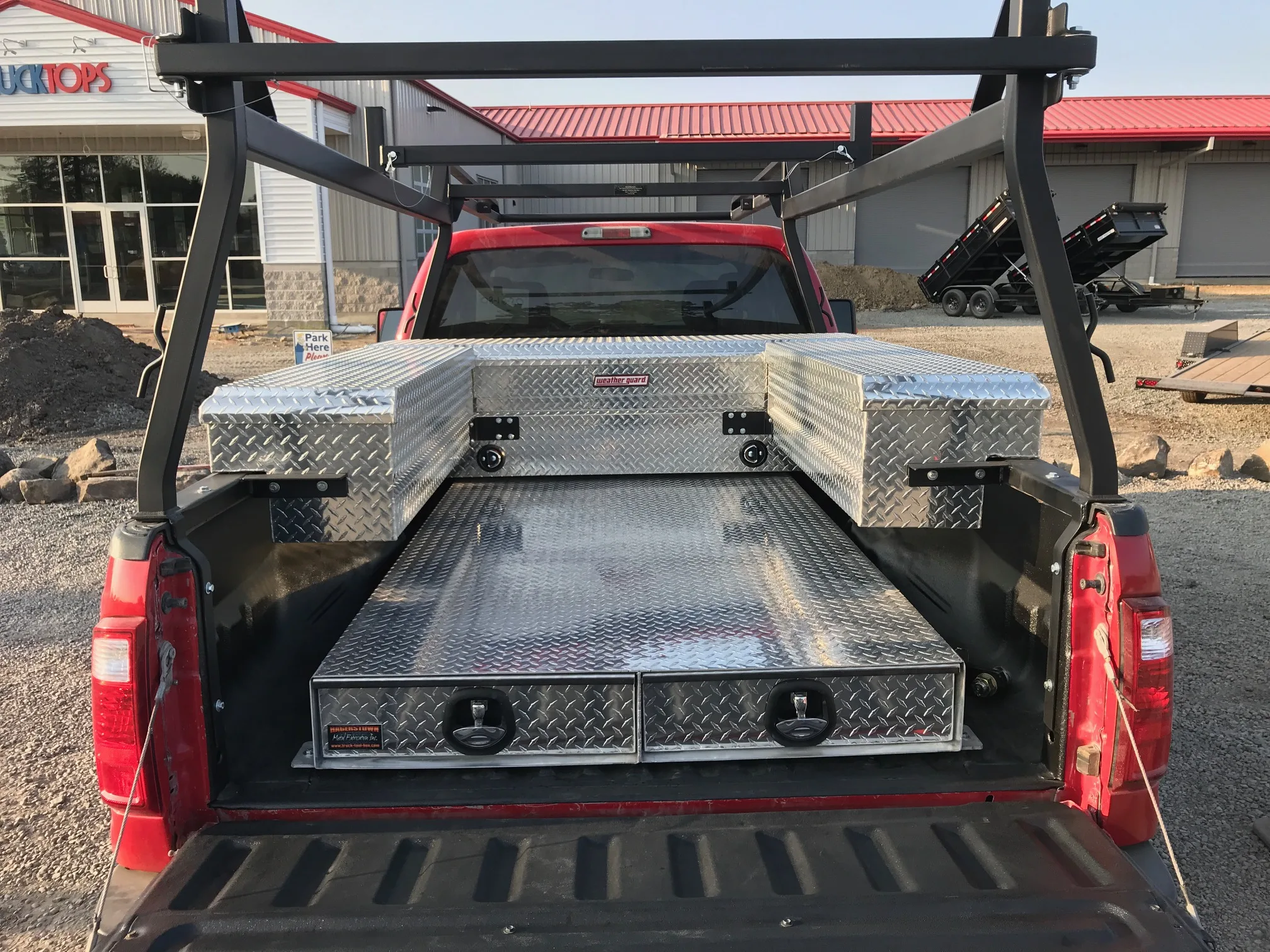 weather guard truck toolbox installed in employee's truck bed