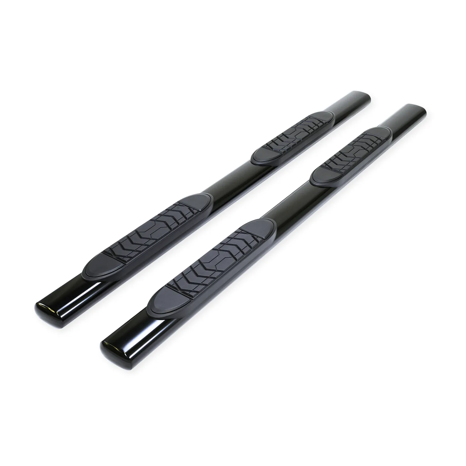 Trail FX TFX 5" Oval Straight Side Bars 5 Inch Oval Straight Powder Coated Black Steel Rocker Panel Mount