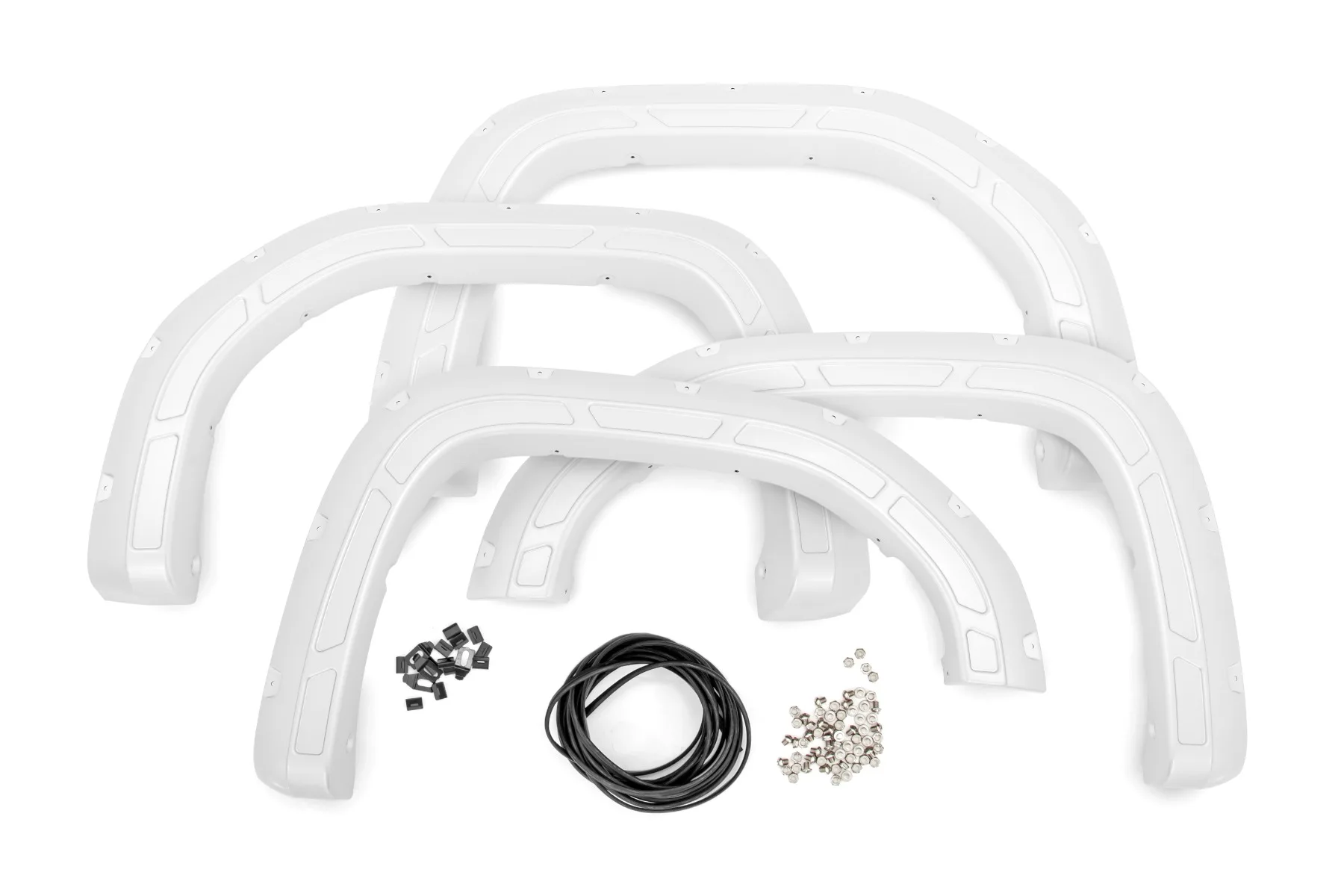 Rough Country Defender Pocket Fender Flares; GAZ Summit White; GMC Sierra 1500 (19-24)