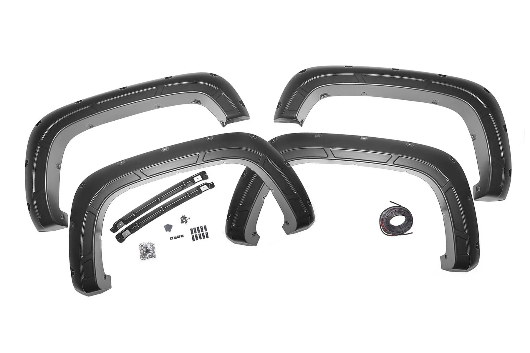 Rough Country Defender Pocket Fender Flares; GBA Black; Chevy Silverado 2500 HD/3500 HD (20-24)
