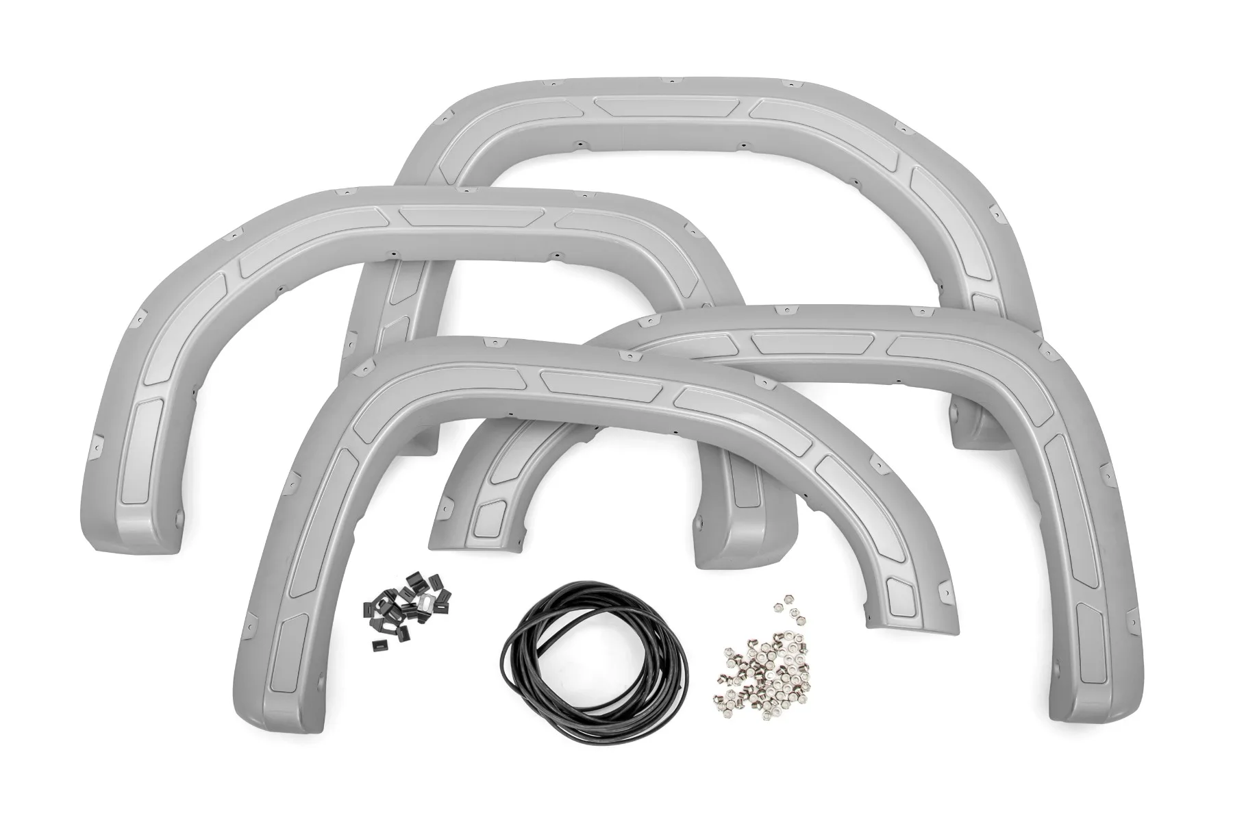 Rough Country Defender Pocket Fender Flares; GAN Silver Ice Metallic; GMC Sierra 1500 (19-24)