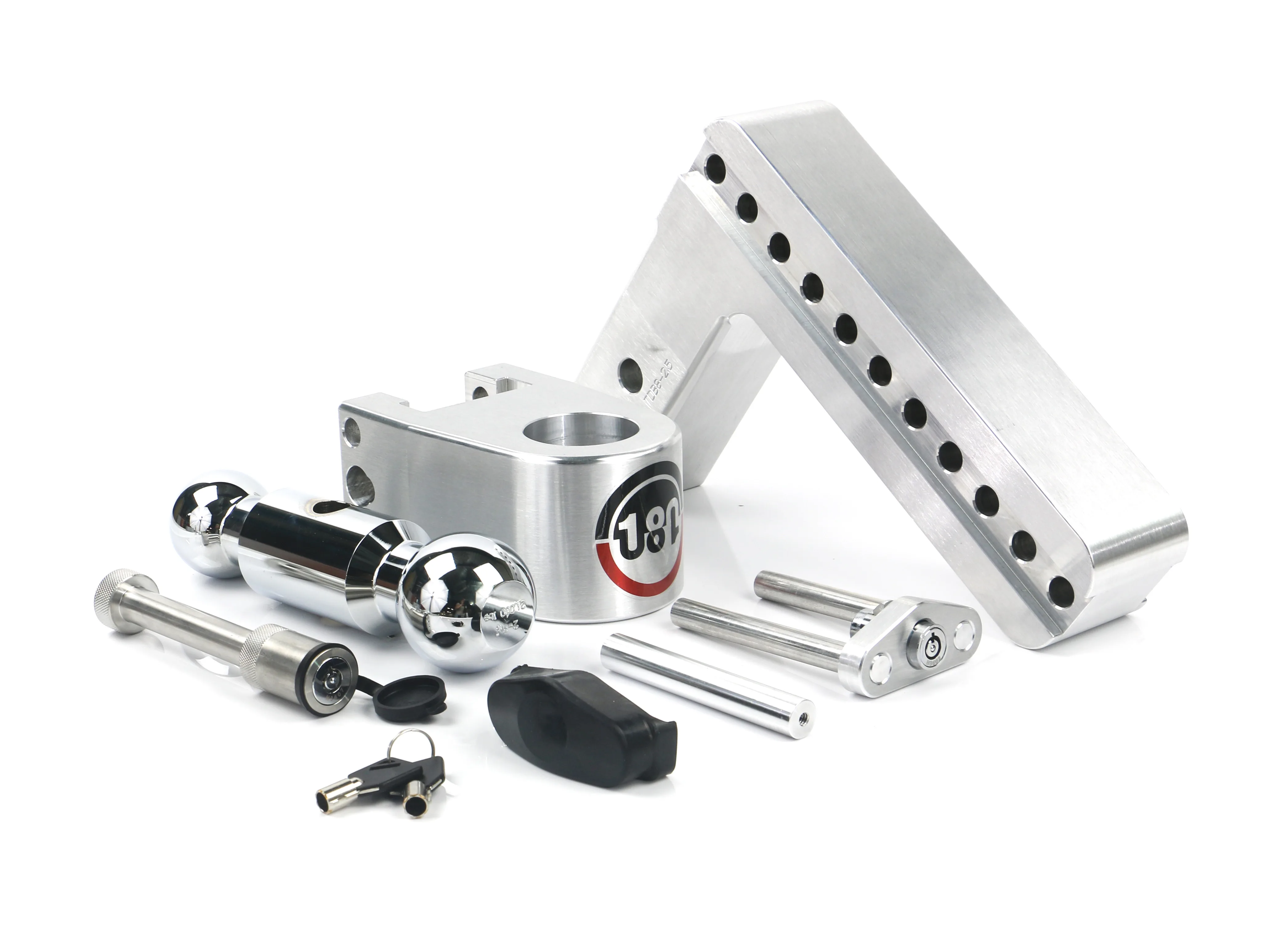 Adjustable Trailer Hitch w/ Chrome Tow Balls - 8" Drop for 2.5" Receiver w/ WS05