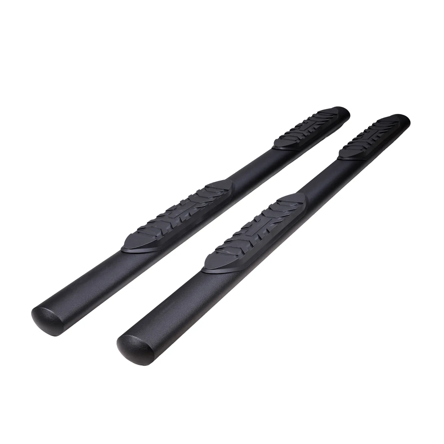 Trail FX TFX 4" Oval Tube Side Steps With Step Pads 4 In Oval Straight Powder Coated Black Mild Steel With Welded End