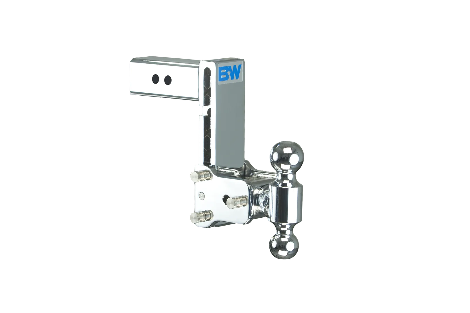 B&W Tow & Stow Dual Ball Adjustable Ball Mount, 7" Drop, 7-1/2" Rise, 2-1/2" Shank, 2" and 2-5/16" Balls - Polished Chrome Finish